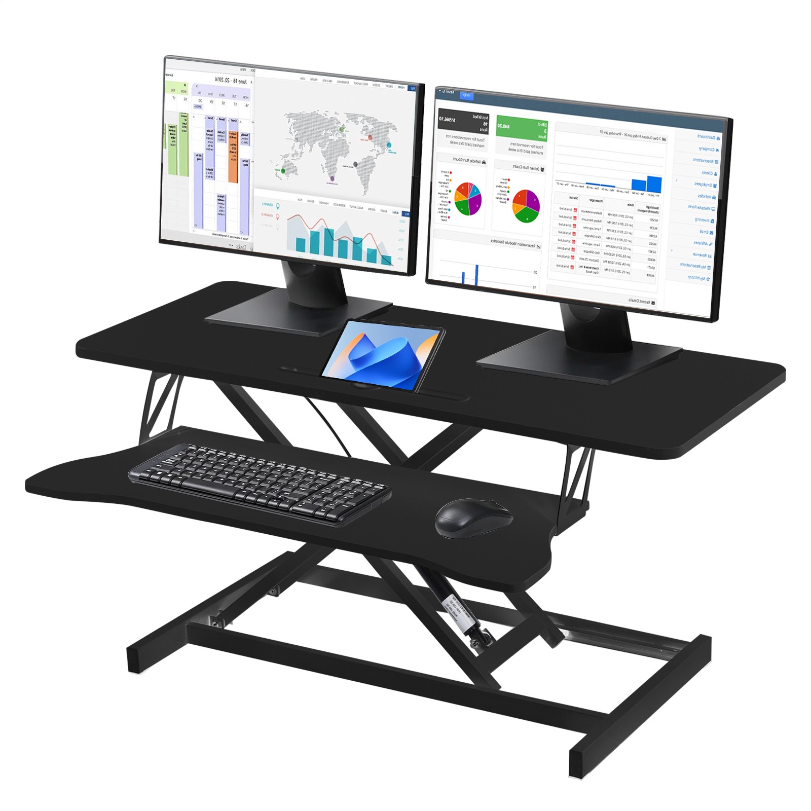 37'' Black Home Office Desk Riser Adjustable Standing Desk Converter