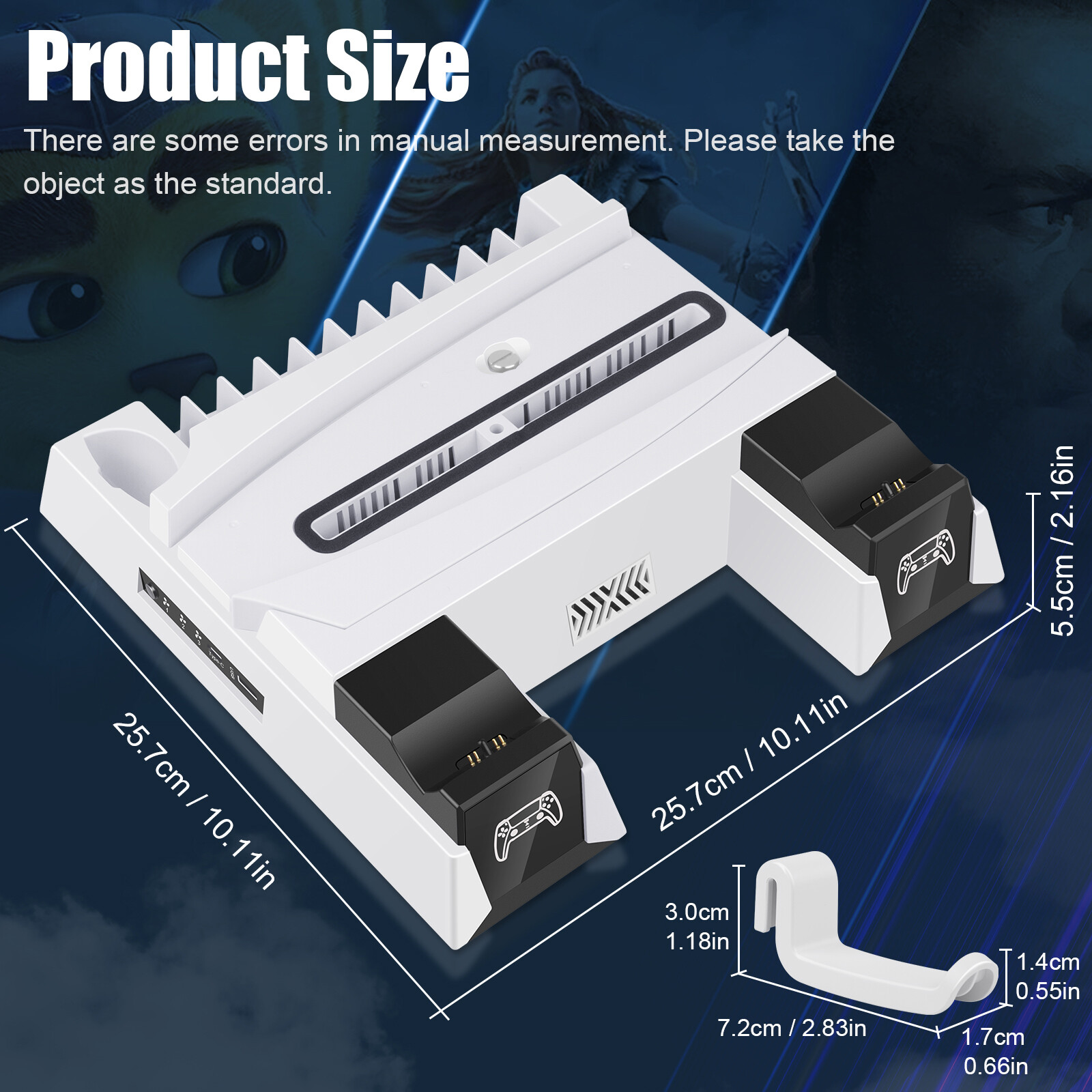 For Playstation 5 Dualsense Controller Charging Station PS5 Cooling Fan White