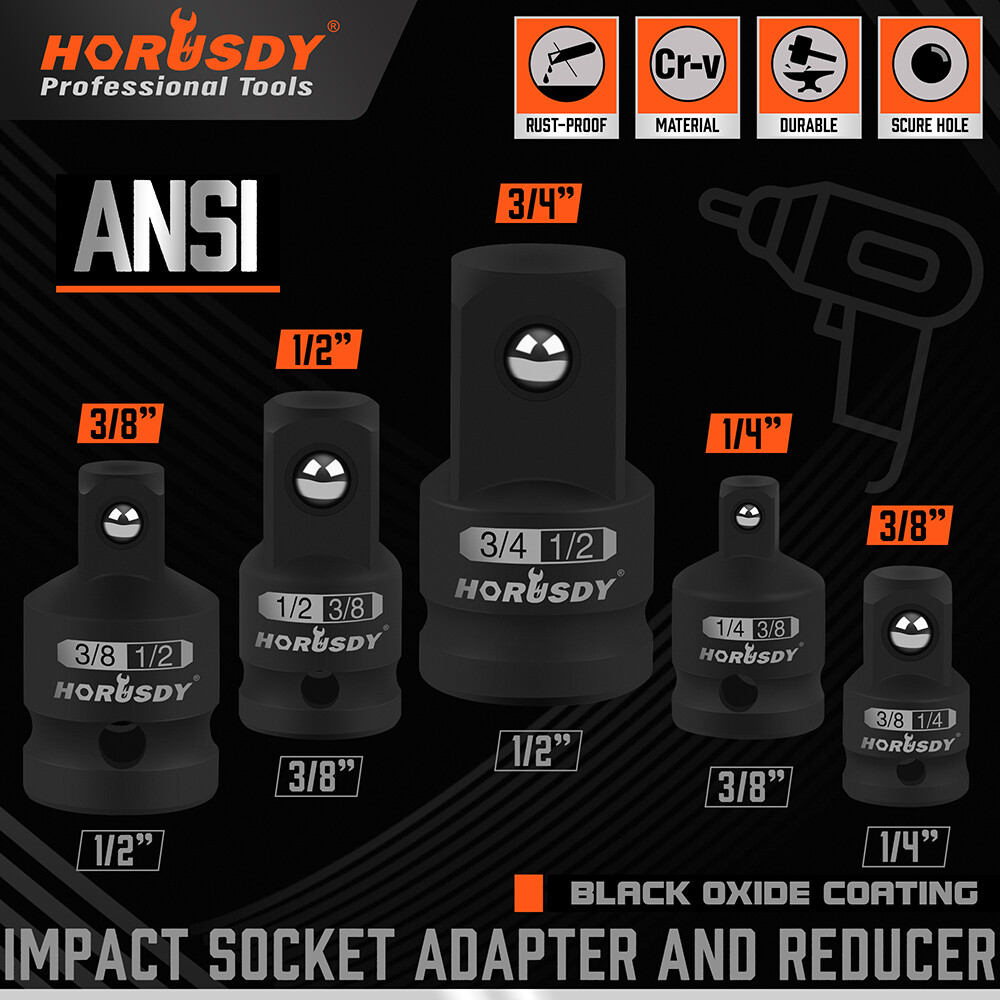 5PC Air Impact Socket Adapter Reducer Set Ratchet 1/4" 3/8" 1/2" 3/4" Drive Tool