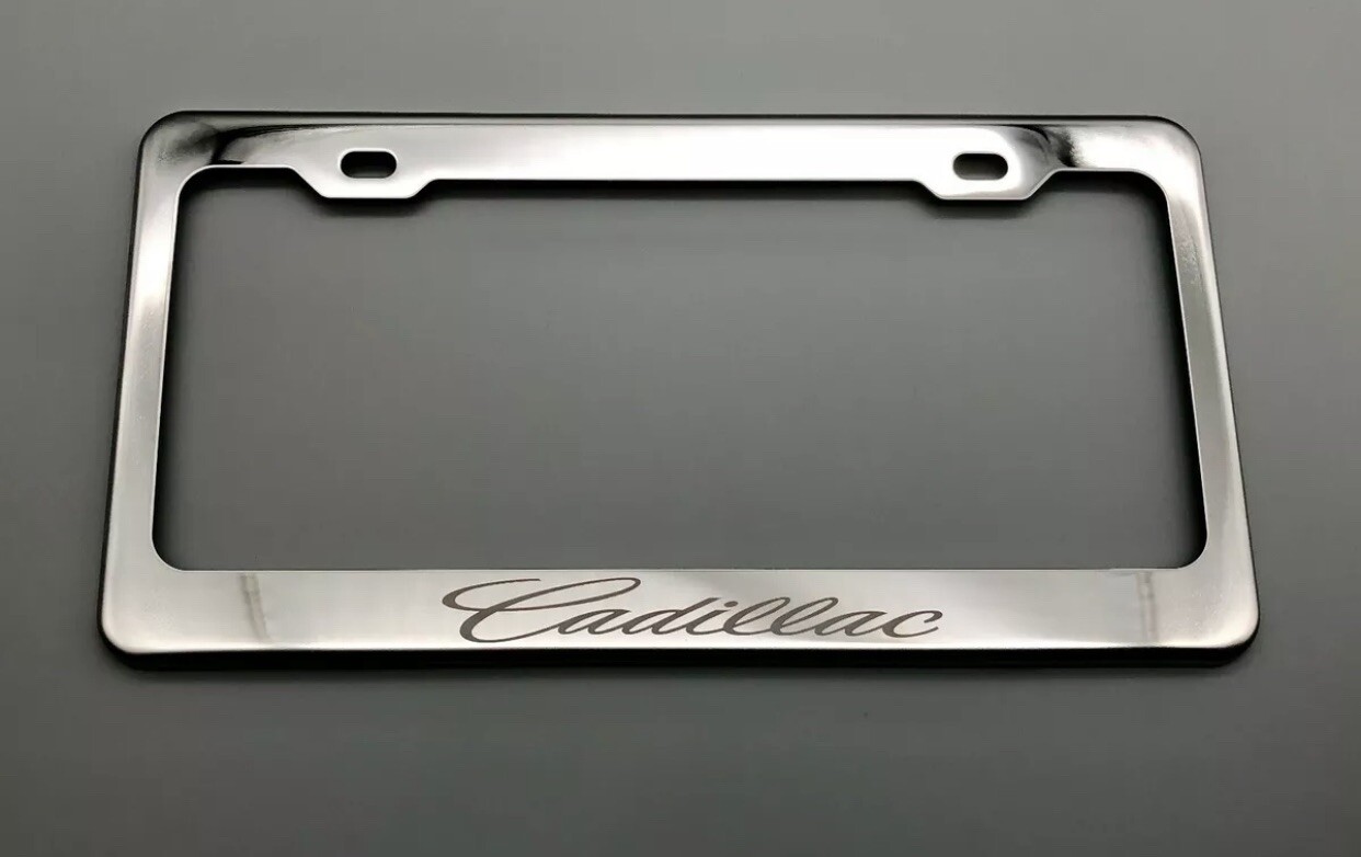 Cadillac LICENSE PLATE FRAME  Stainless Steel with Laser Engraved