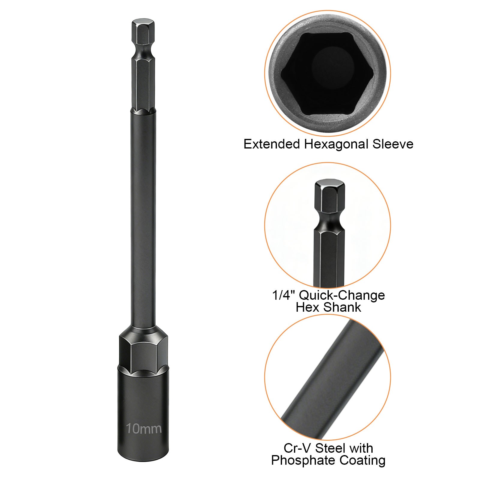 5 x 6–14mm Magnetic Nut Driver Set 1/4" Hex Shank Deep Socket for Drill Impact