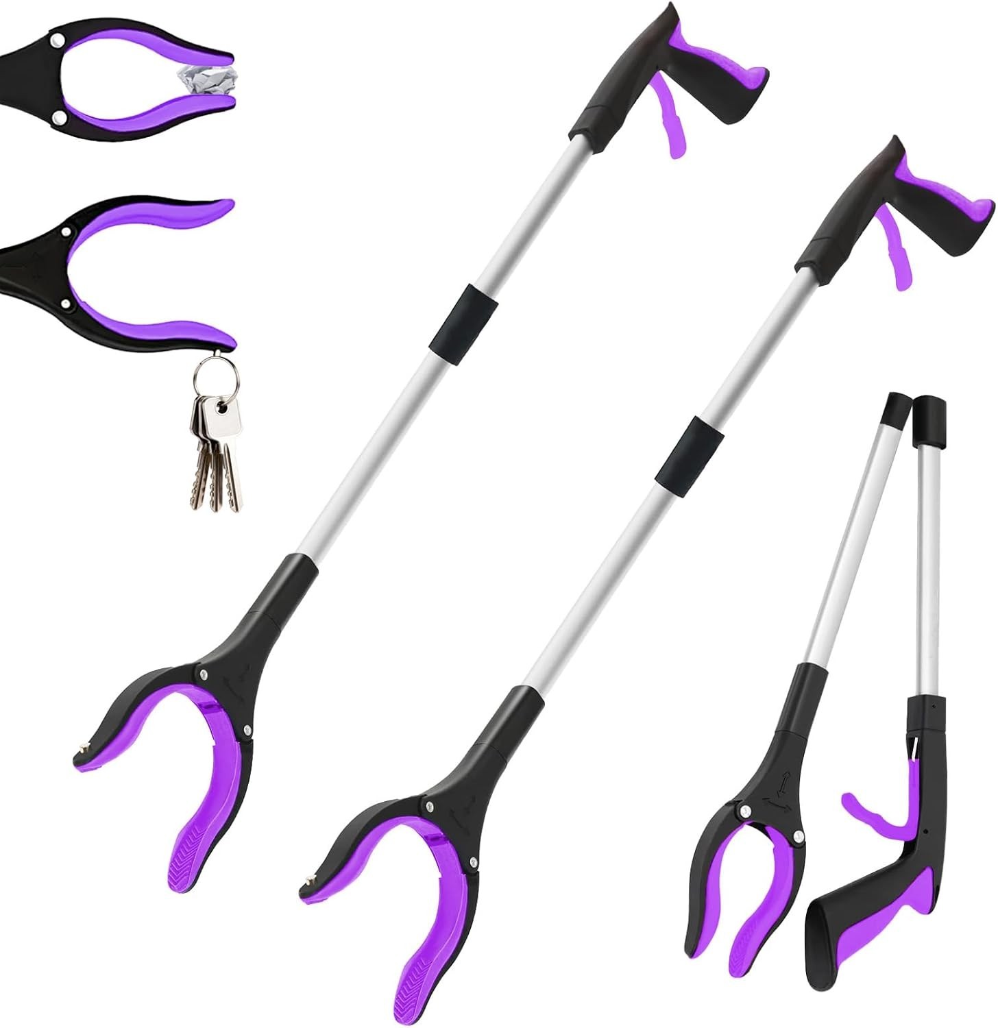 2-Pack 32" Grabber Reacher Tool, Foldable Reacher Grabber Pickup Tool with 36...