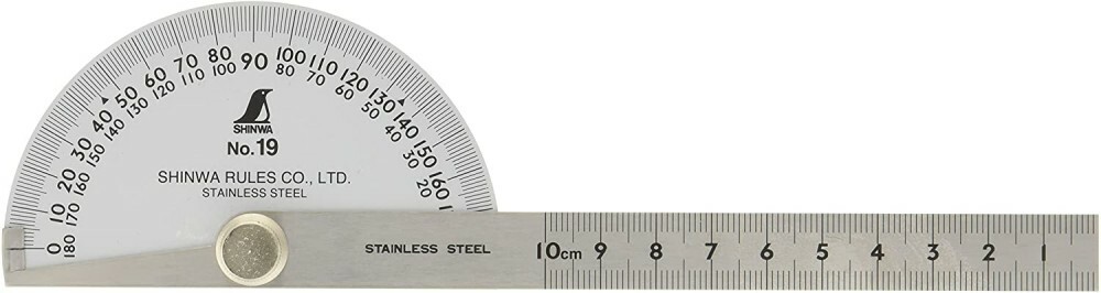 SHINWA Silver Protractor 100mm Stainless steel No.19 62480 From Japan