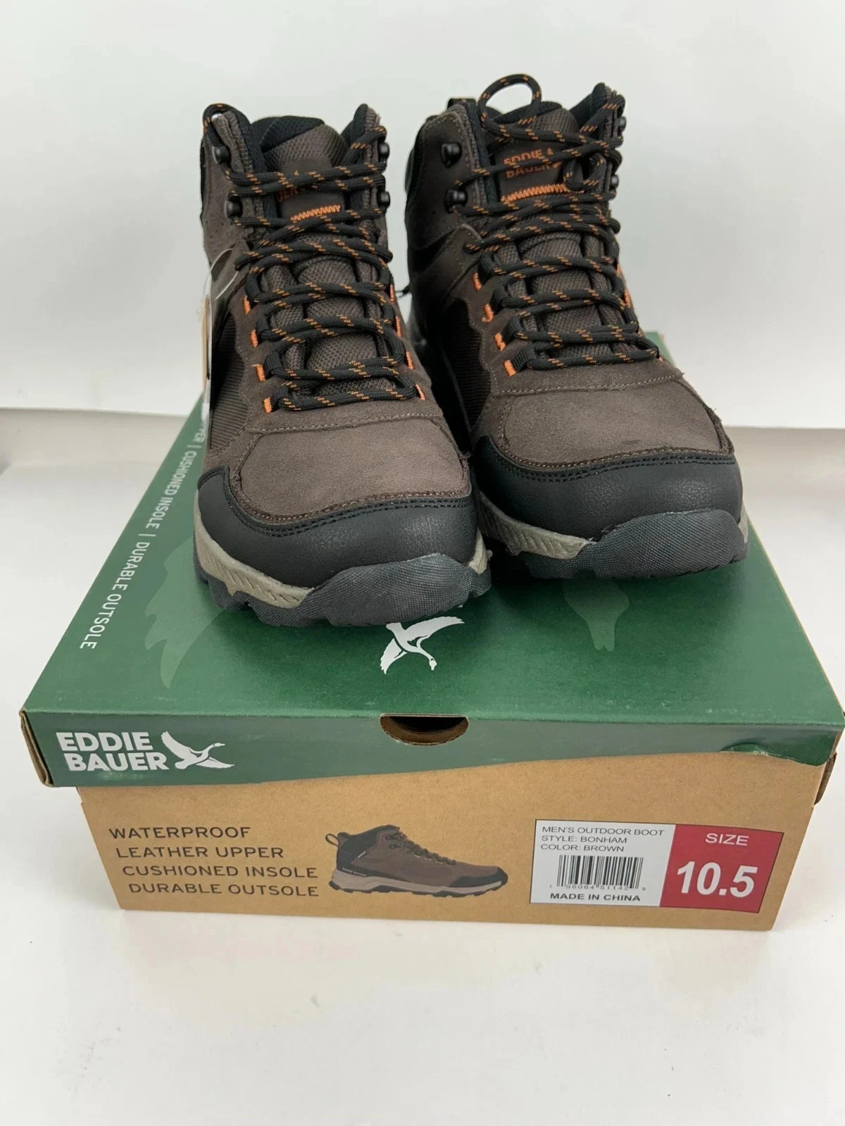 Eddie Bauer Men's Waterproof Outdoor Boots Style Bonham Size 10.5 M Brown