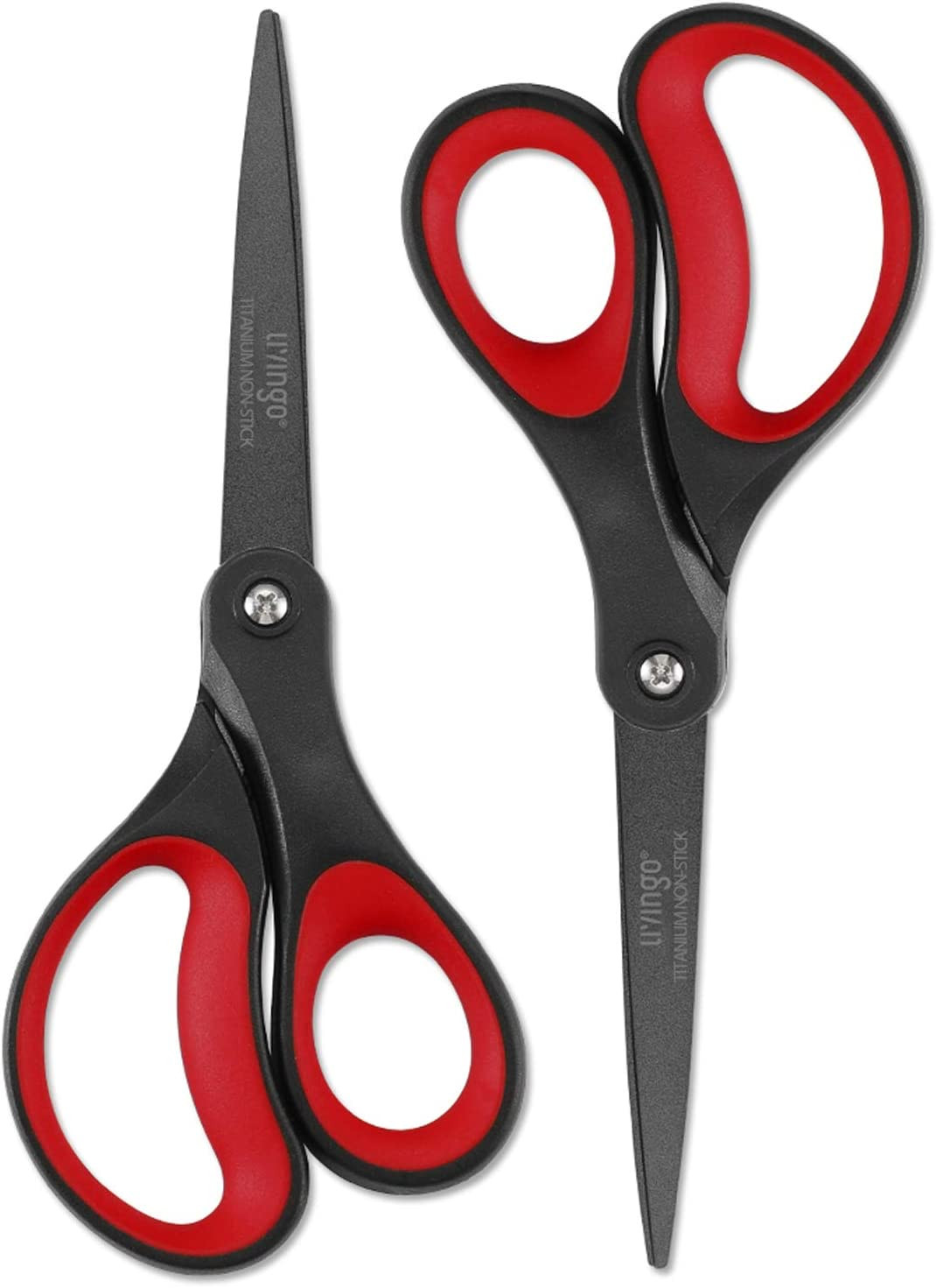 2 Pack 8" Titanium Non-Stick Scissors, Professional Stainless Steel Comfort Grip