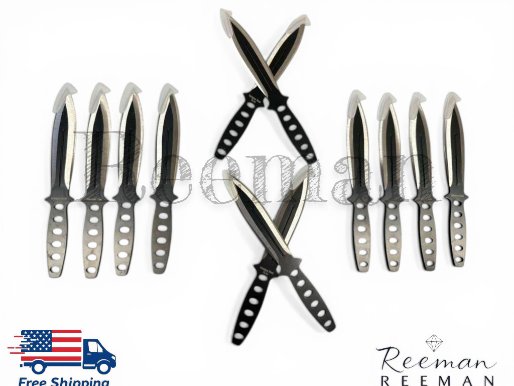 Throwing Knife Tactical Ninja Fixed Blade Ninjutsu Kunai Combat Set 12 pcs 6"