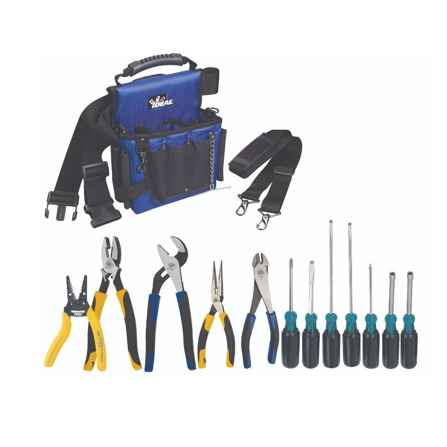 Ideal 30-730 14-Piece Professional Electrical Tool Kit w Tote Bag Pliers