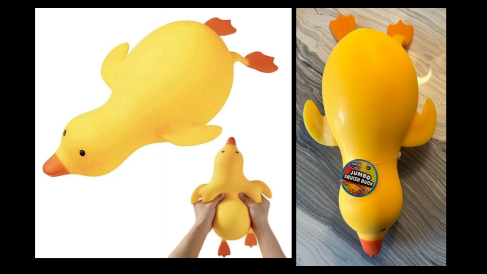 SQUISHY DUCK - JUMBO - Yellow Irre With Tag - Toy For Playtime TIK TOK - (NEW)