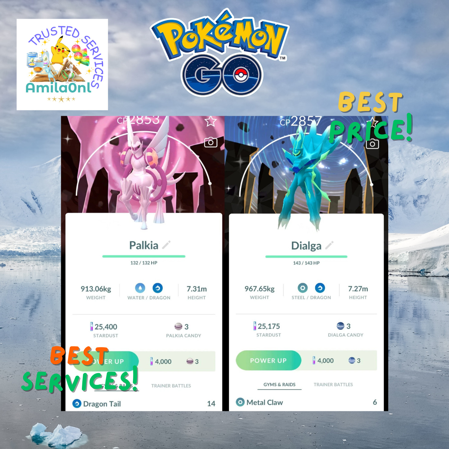 Pokémon Go✿Shiny Palkia✿Dialga✿Origin Form✿RANDOM Move✿Background-TR✿DE 20k✿