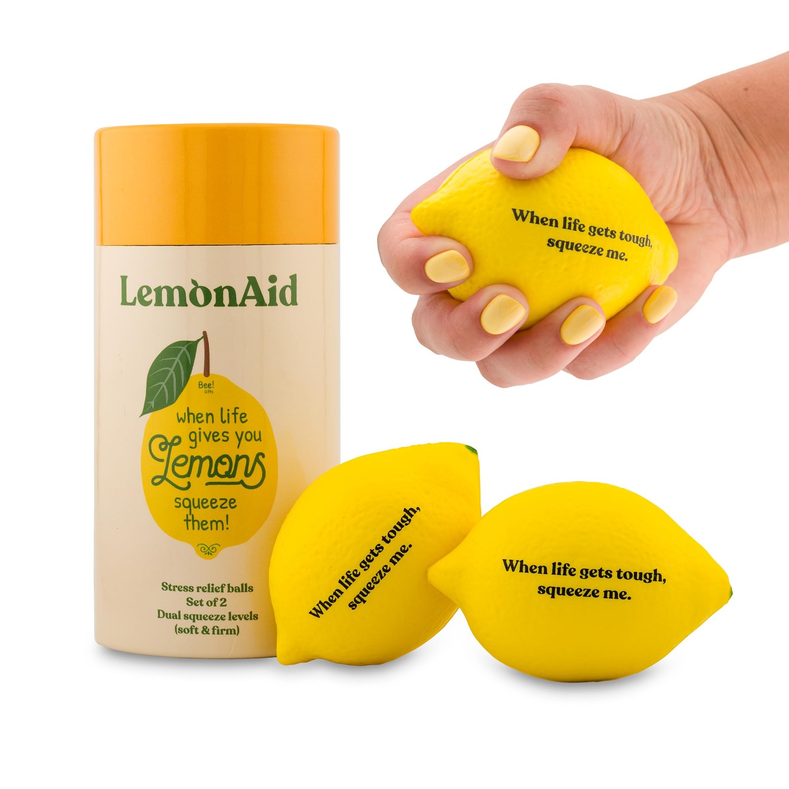 LemonAid – Set of 2 Stress Balls – Soft & Firm Squeeze Levels | Fun