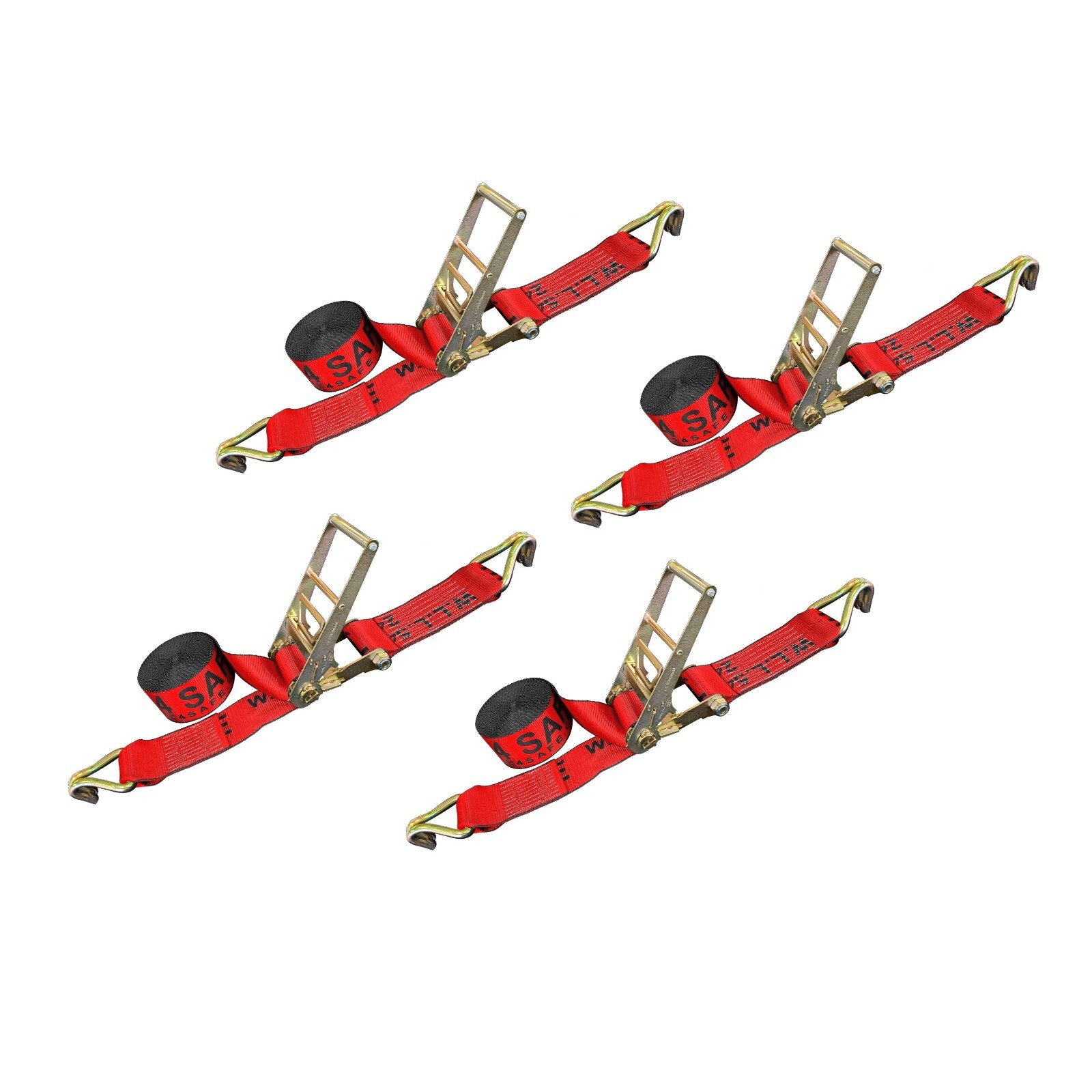 4 Pack Heavy Duty 3" x 30' Ratchet Tie Down Strap w/ J Hook WLL 5400 LBS RED