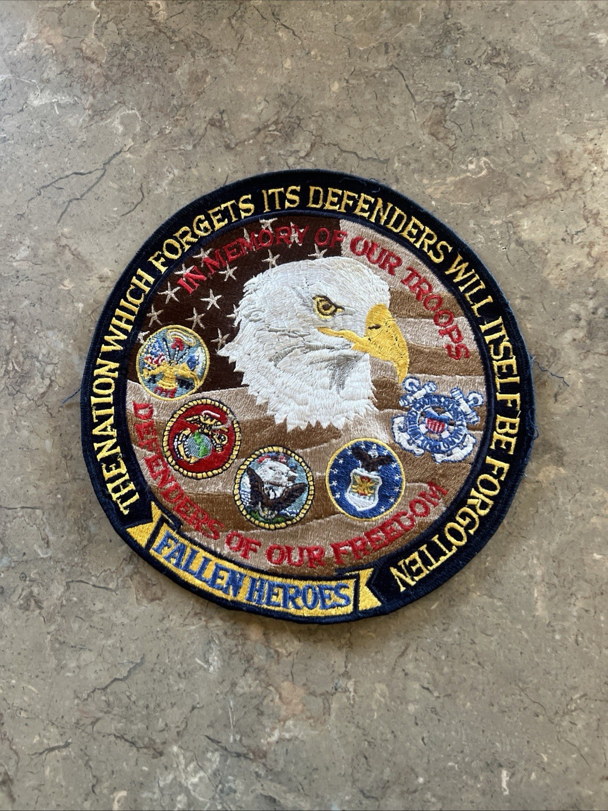 Fallen Heroes In Memory of Our Troops Embroidered Patch Defenders Of Freedom