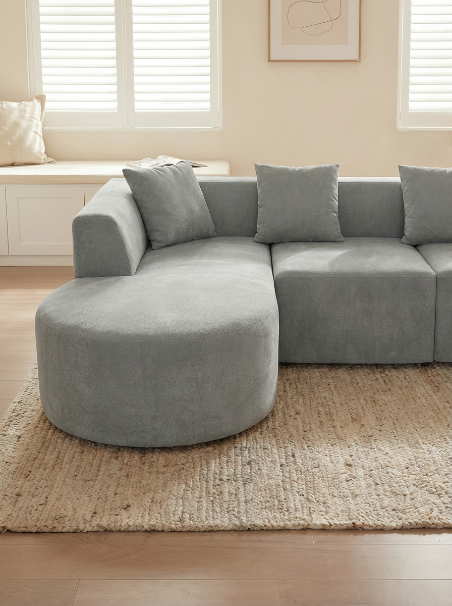 L Shaped Modular sectional couches Sofa,135" Corduroy Boneless Couches with Dee