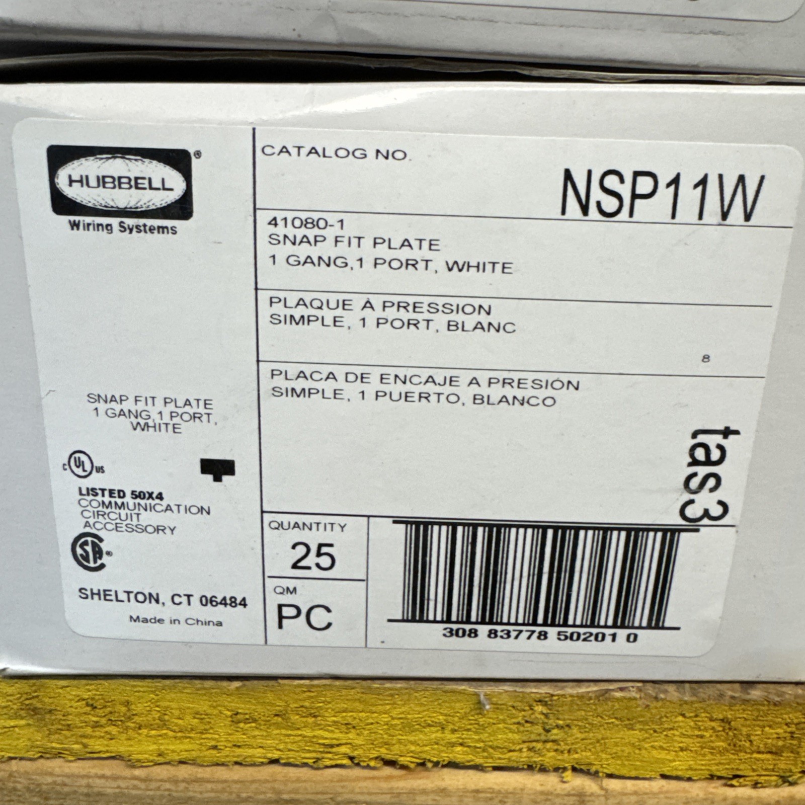 Hubbell NSP11W 1-Gang Multimedia Faceplate 1 Port Box Of 14