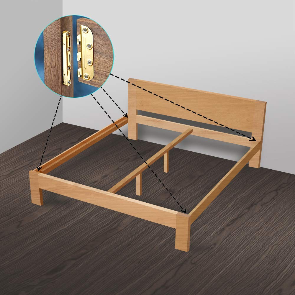 4 PCS Surface Mounted Bed Rail Brackets Hardware Wood Headboards Footboards