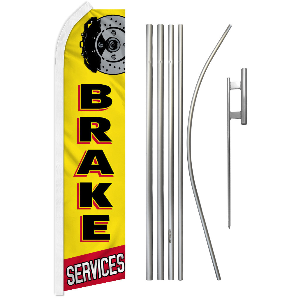 Brake Services Swooper Flutter Feather Advertising Flag Kit Mechanic Banner Sign