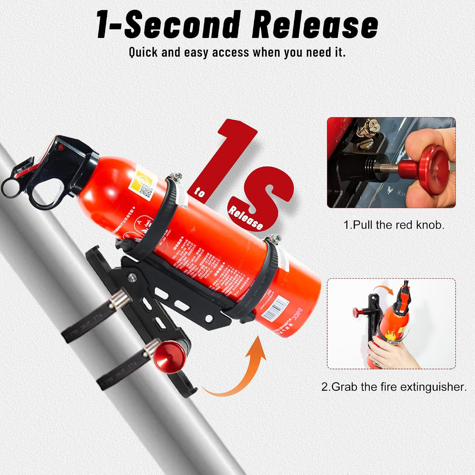 Fire Extinguisher Mount Universal Fit with Quick Release Clamps for Roll Bar