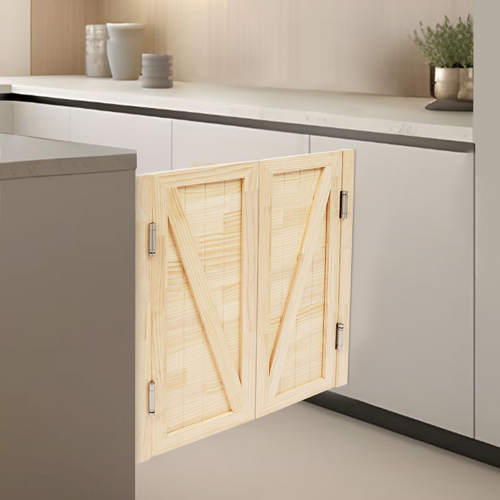 Entrance Partition Doors Solid Wood Double-Door Leaf Partition Door 80x90cm