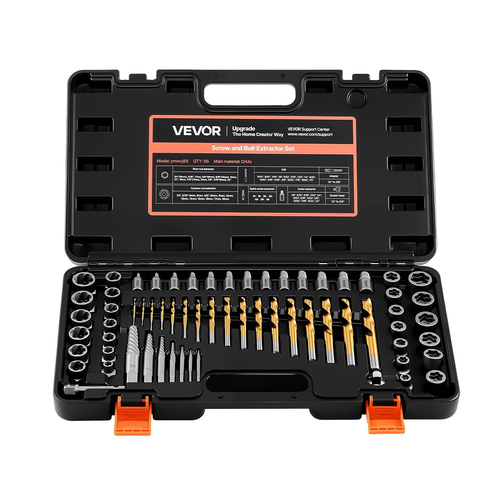65 PC Screw Extractor Drill Bit Set - Easy Out Bolt Remover - Broken Stripped