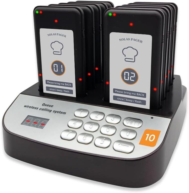 10 Lineup Waiting Pagers System for Restaurants Beep Buzzer Signal Calling