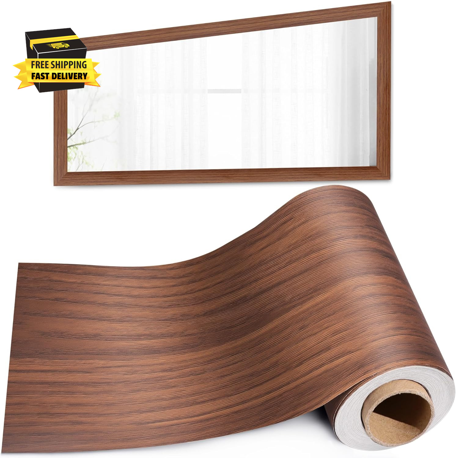 Mirror Frame Border 32FT Bathroom Wood Grain Wallpapers Decorative Tape Trim Sti