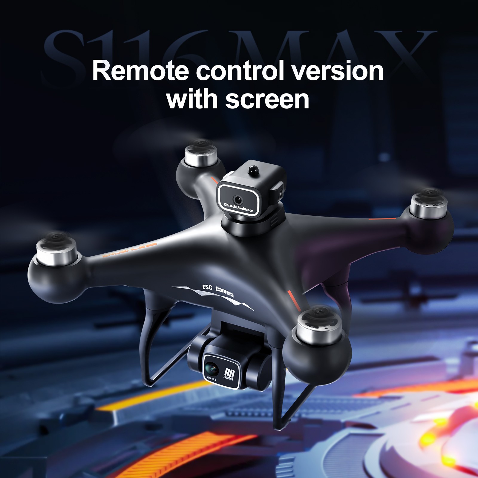 S116 GPS Drone with Screen Controller, Two-Batteries, Brushless Motor, Altitude