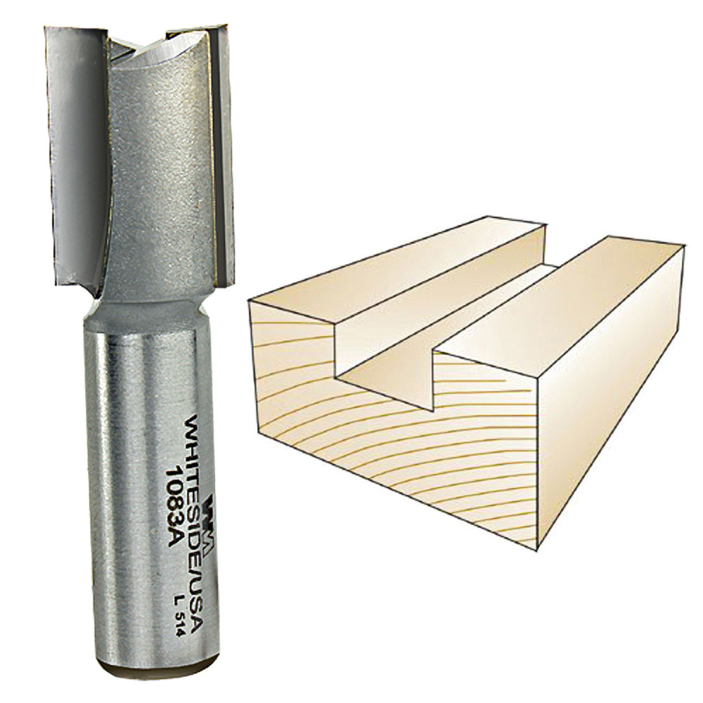 Whiteside Straight Plywood Bit, 1/2 in. SH x 23/32 in. CD x 1 in. CL