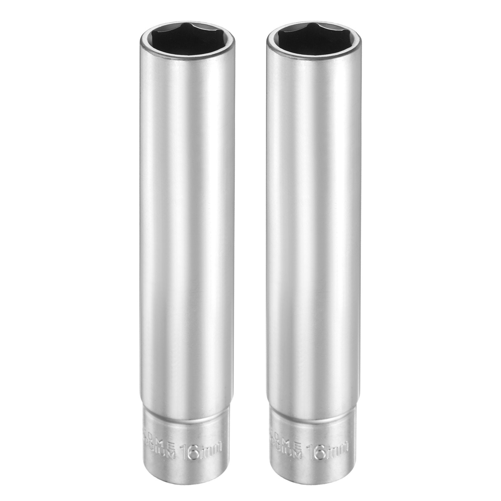 2Pcs, 6 Points Deep Socket 3/8" Drive 16mm Nickel Plating Flip Sleeve 4.7" Long