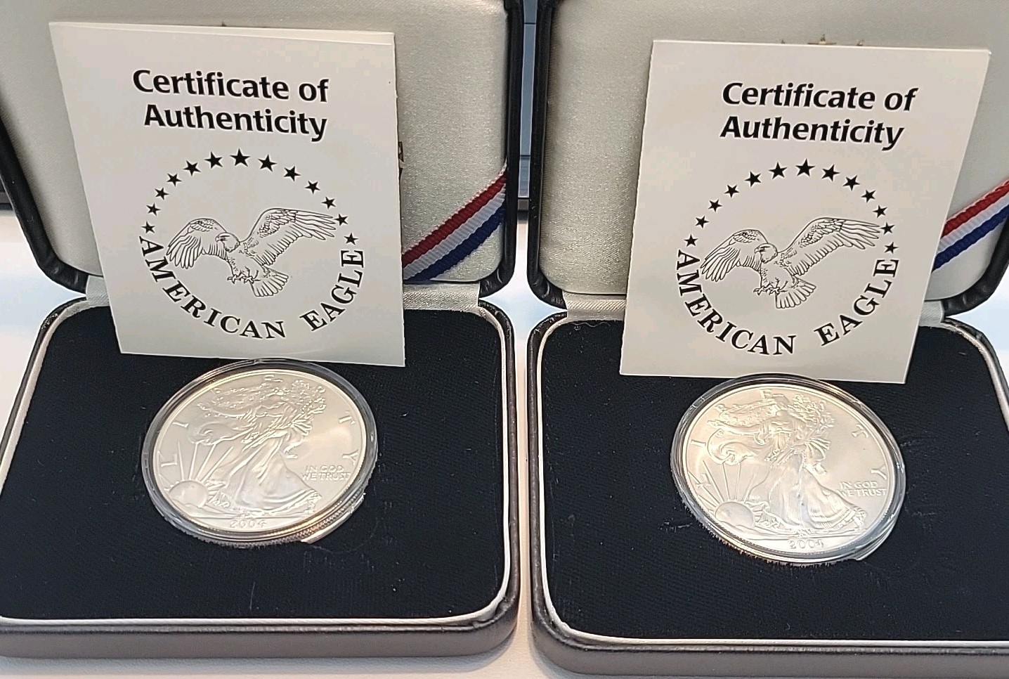 2 -2004 American Eagle One Ounce Silver Coin 99.9% Fine Silver