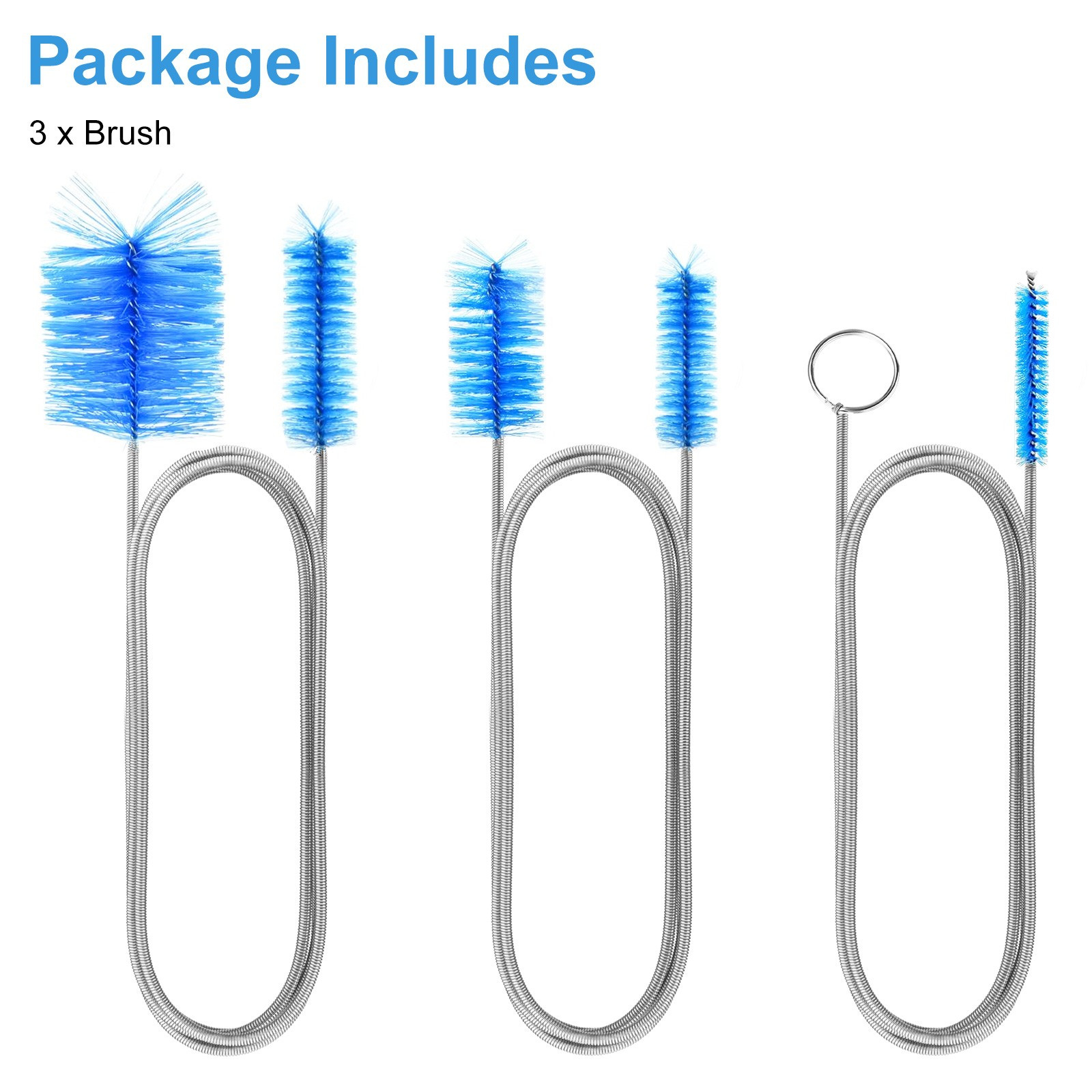 3 PCS Double Ended Drain Cleaning Brush Set Flexible Pipe Clog Remover Tool Kit