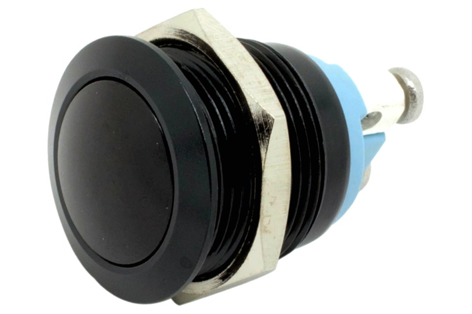 3/4" Black Domed Momentary Stainless Steel Metal Push Button Switch 19mm 12V