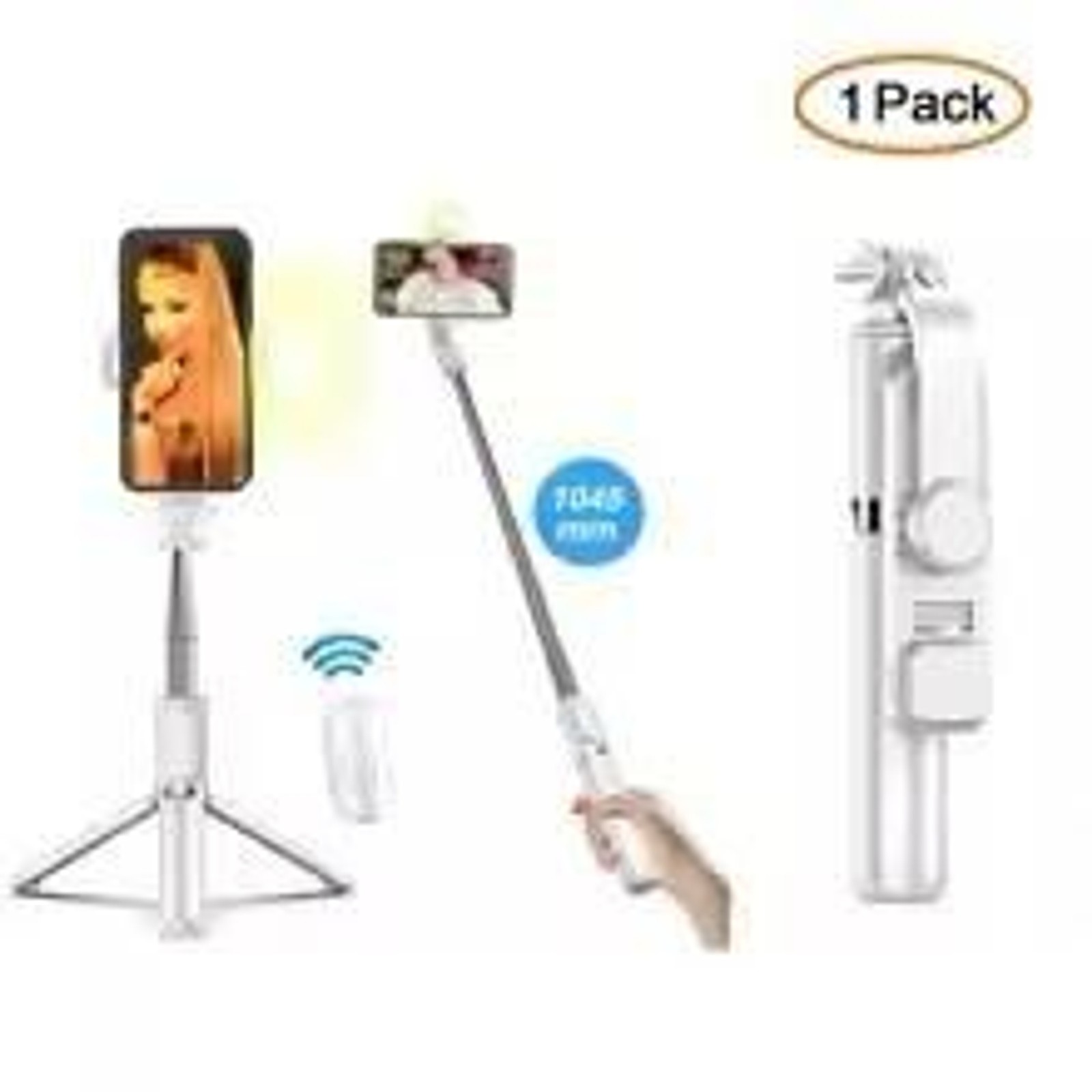 Wireless Bluetooth Selfie Stick Foldable Portable Tripod with Fill Light