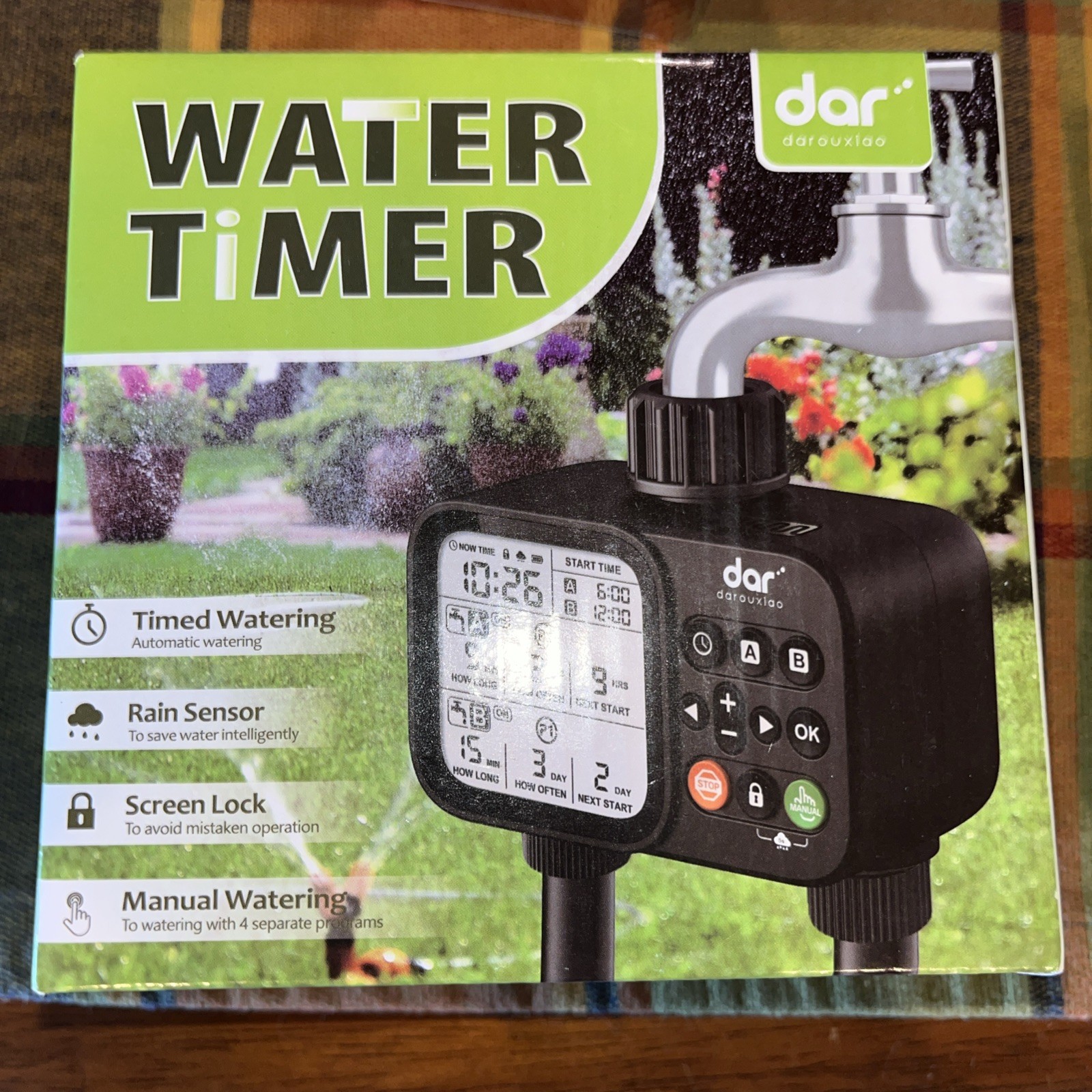 2 Zone Sprinkler Timer for Garden Hose, 8 Programmable Hose Water Timer with Aut