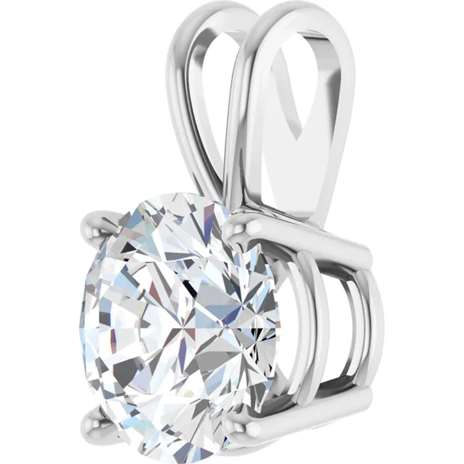 Pendant Mounting Round Cut Solid Sterling Silver 4 Prong Split Bail Basket Style