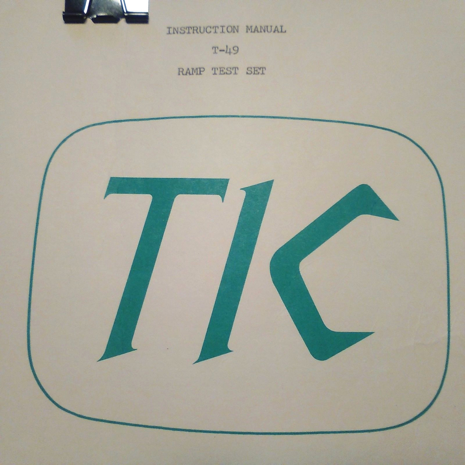 TIC T-49 Ramp Test Set Operator's & Service Manual