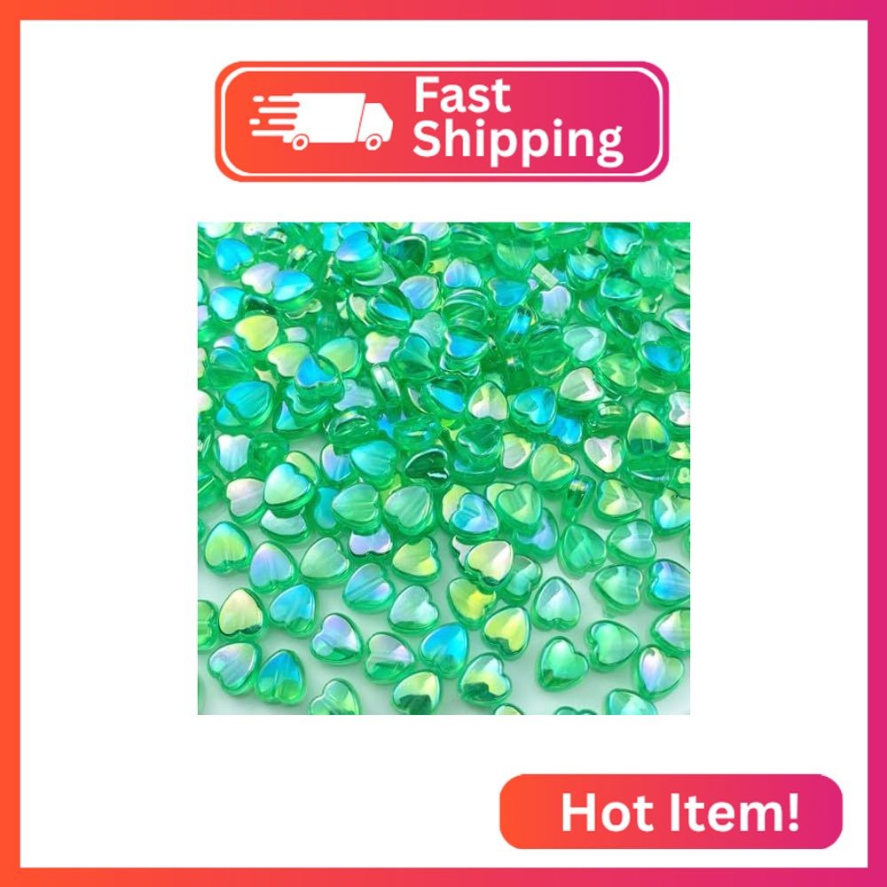 LIMAOLLY 400 PCS Acrylic Heart Shape Beads AB Colors Heart Pony Plastic Loose Sp