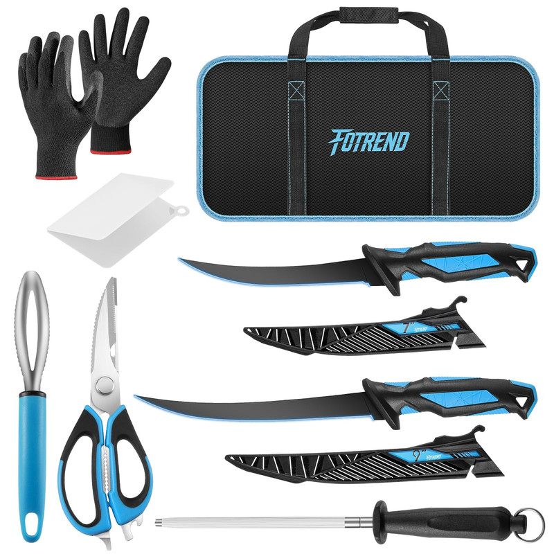 Fotrend Fillet Knife Kit Combo Fishing Knives And Honing Rod Ultra-Sharp G4116