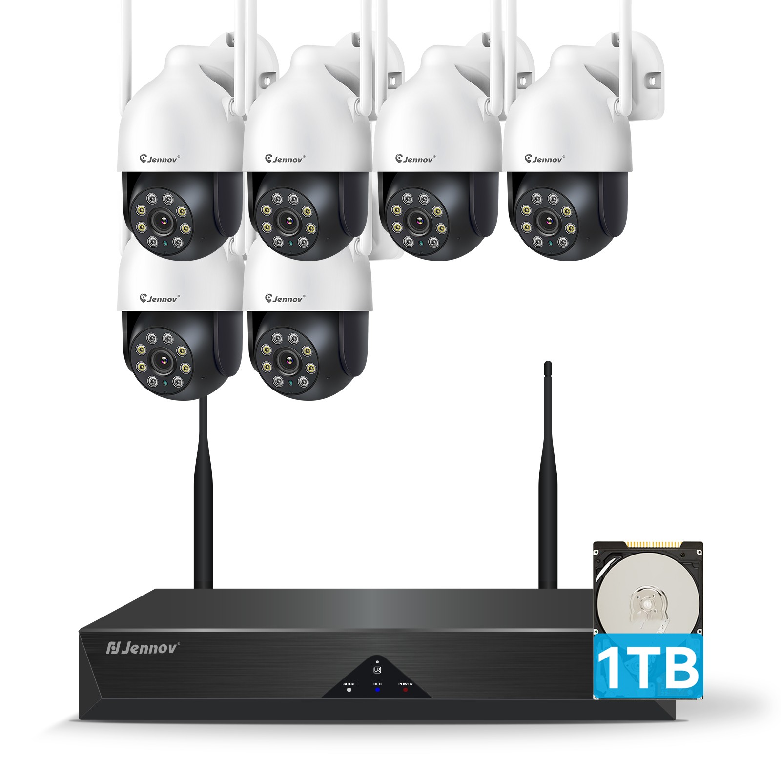 Wireless 5MP Security Camera System 10CH NVR 1TB HDD CCTV Kit Two-Way Audio IP66