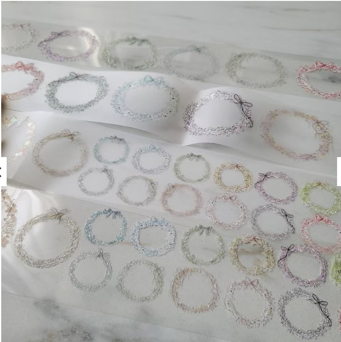 Fairy Maru Flower Wreath Matte PET  3D Embossed Tape SAMPLE LOOP