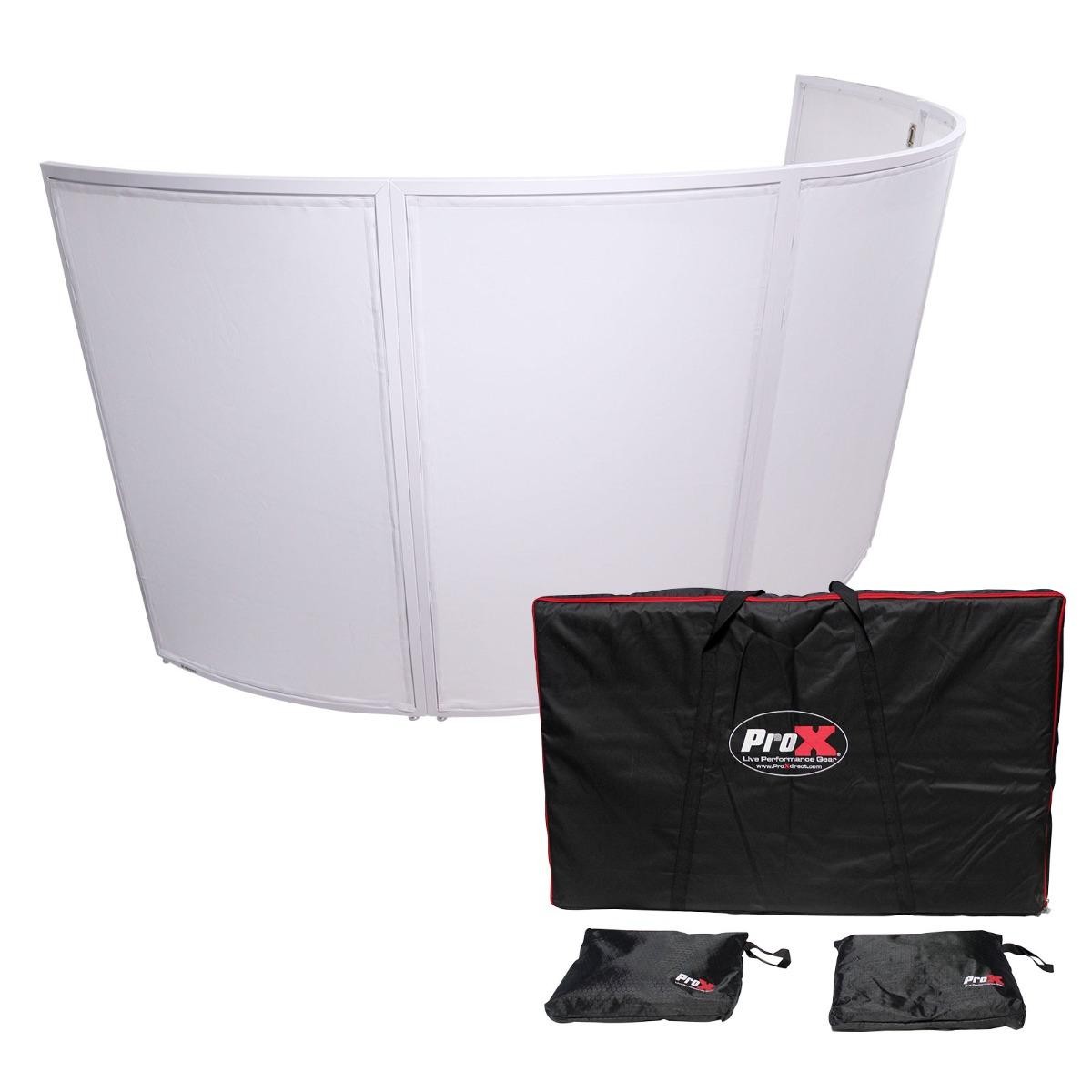 ProX XF-LUNA-WH 5 Panel Curved DJ Facade Booth White Frame w Carry Bag