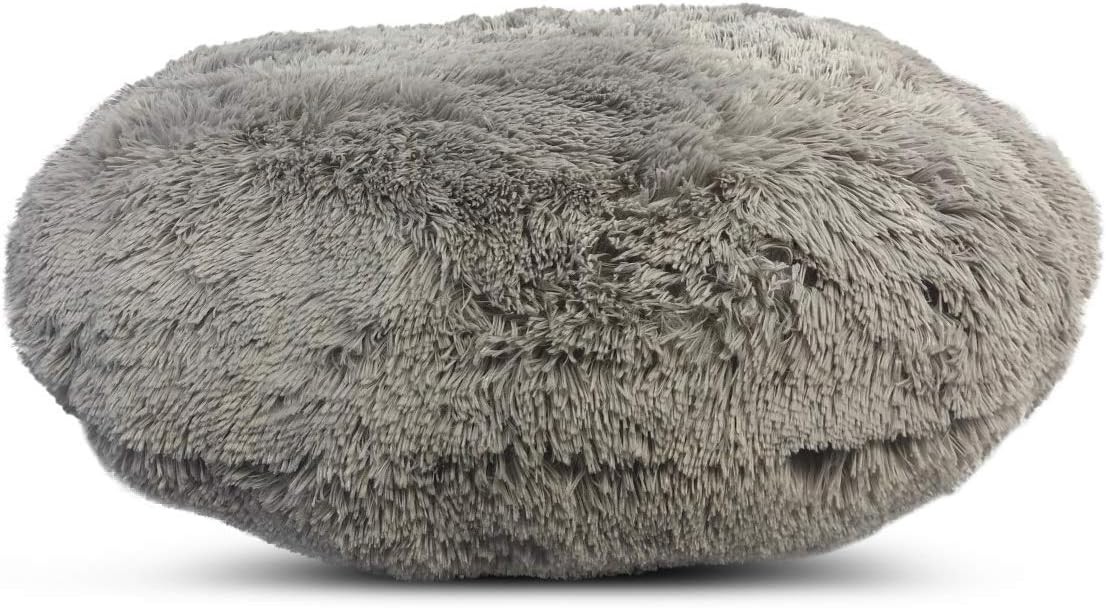 Round Shag Floor Lounger Pouf Grey