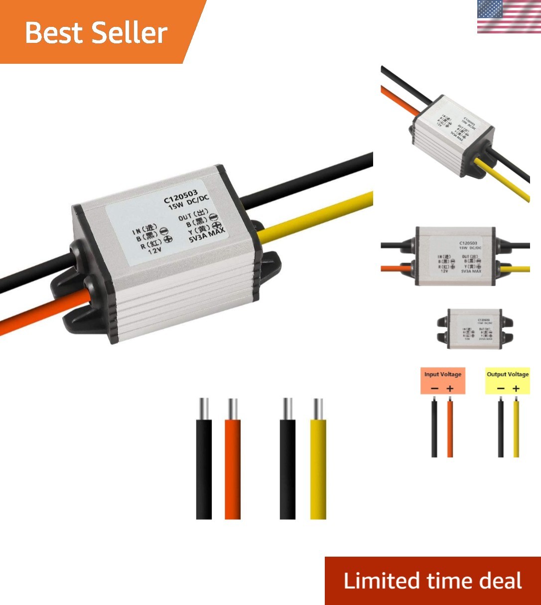 12V to 5V Waterproof DC Step-Down Converter for Automotive and Consumer Elect...