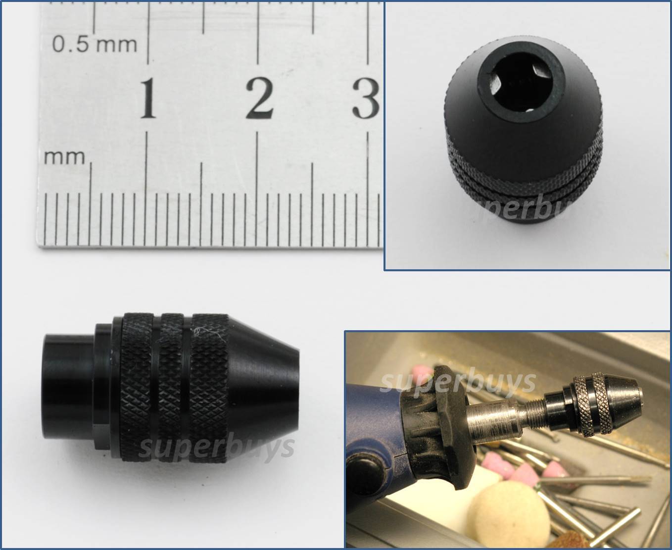 Multi Chuck For Rotary Tool 0.5-3.2mm Keyless Multipro Drill Bit Pro 4486 Attach