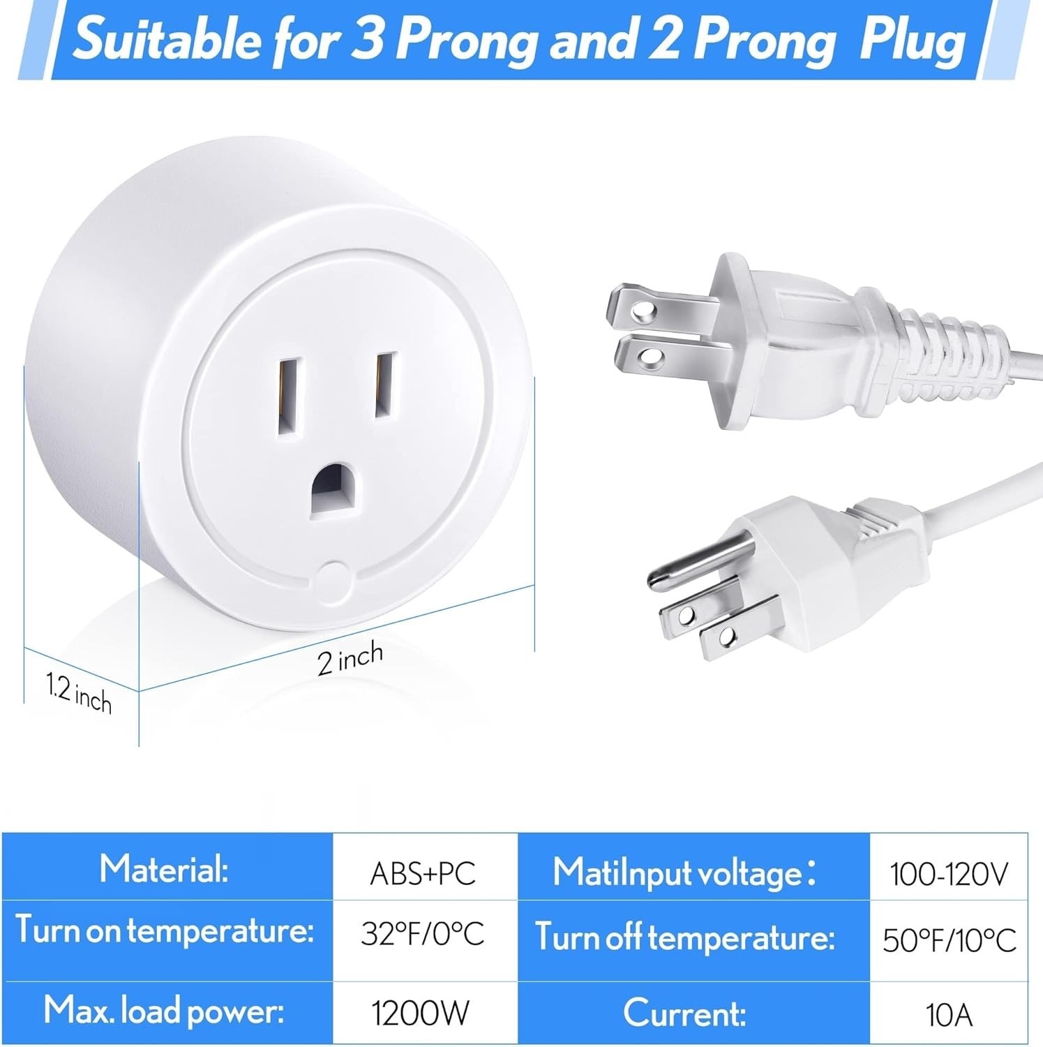 2-Pack Thermostat Outlet Plug On 32°F Off 50°F for Outdoor Heaters