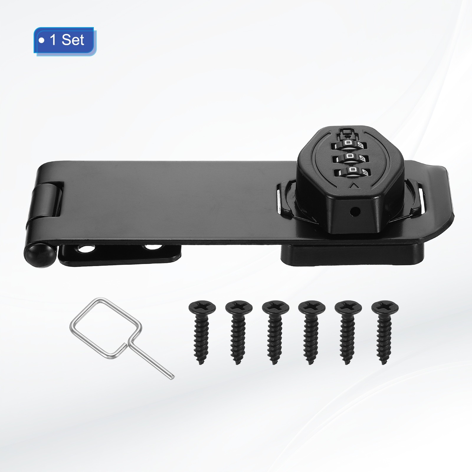Keyless Cabinet Combination Lock 5" 3-Digit Password Hasp Lock Black