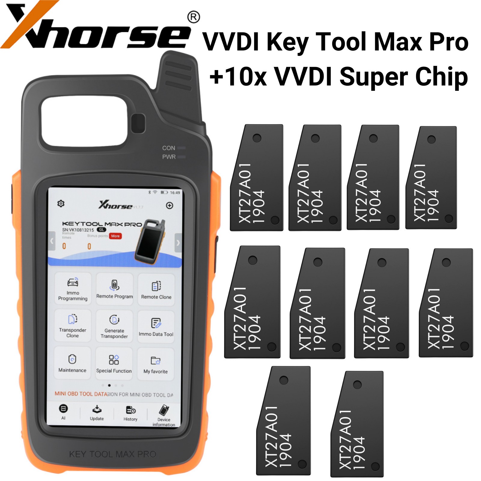 Xhorse VVDI Key Tool Max PRO +Mini OBD Tool Function+10Pcs VVDI Super Chip XT27A