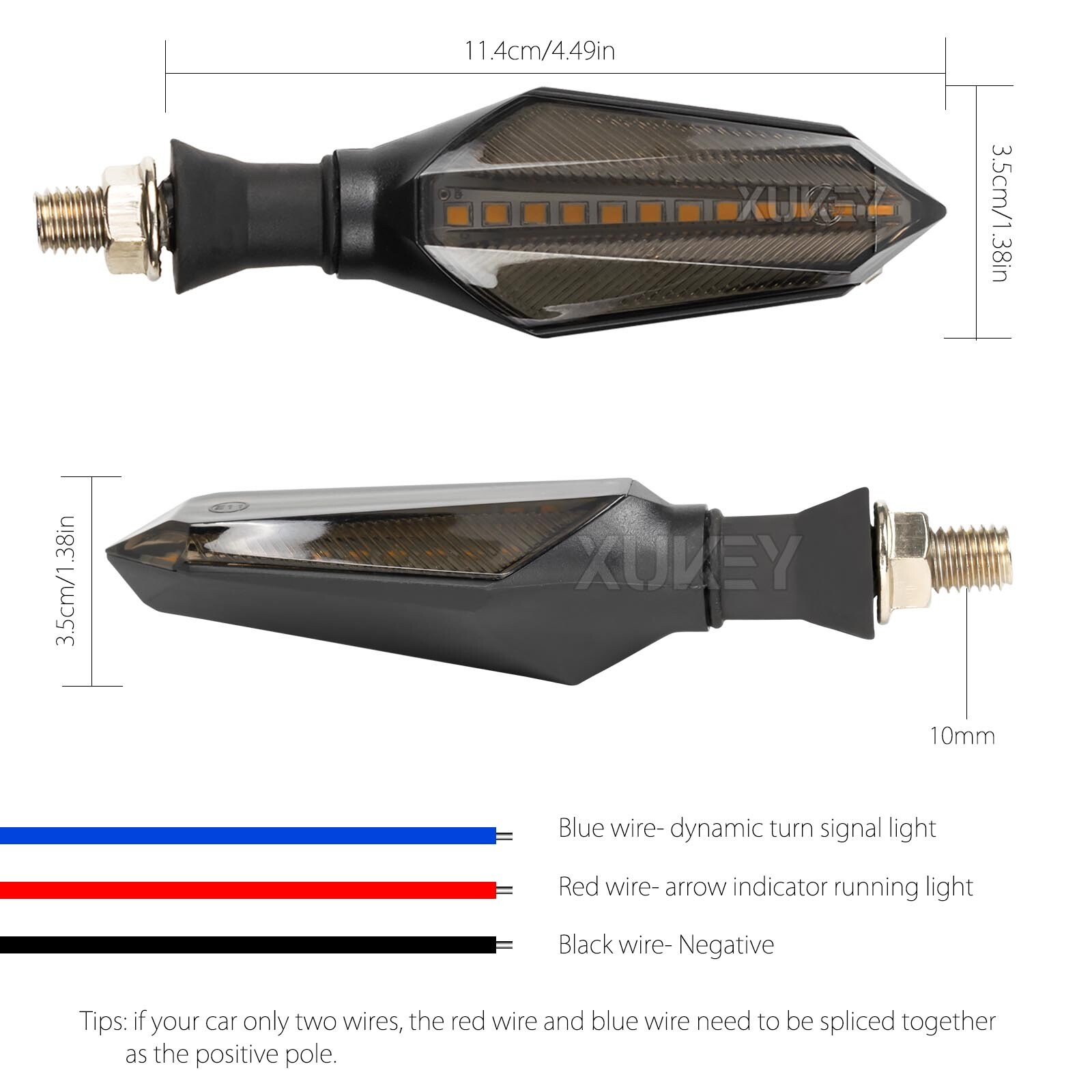 4x 10mm 12V Motorcycle Indicator Blinker Turn Signal Tail Light Amber White