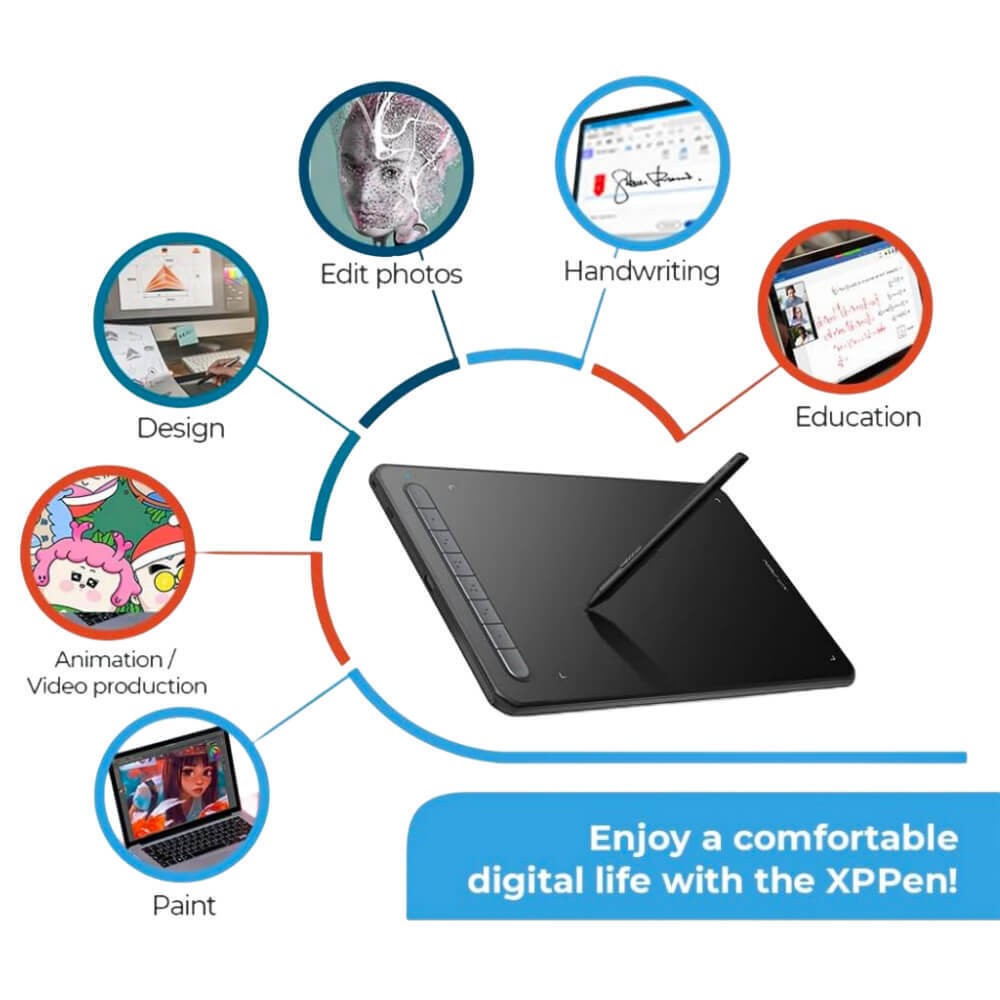 XPPen Deco MW 8x5" Bluetooth Drawing Tablet X3 Stylus 8 Keys for Win/Mac/Android