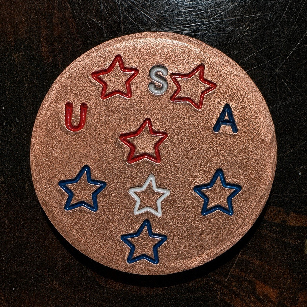 USA-themed Hand Stamped Golf Ball Marker