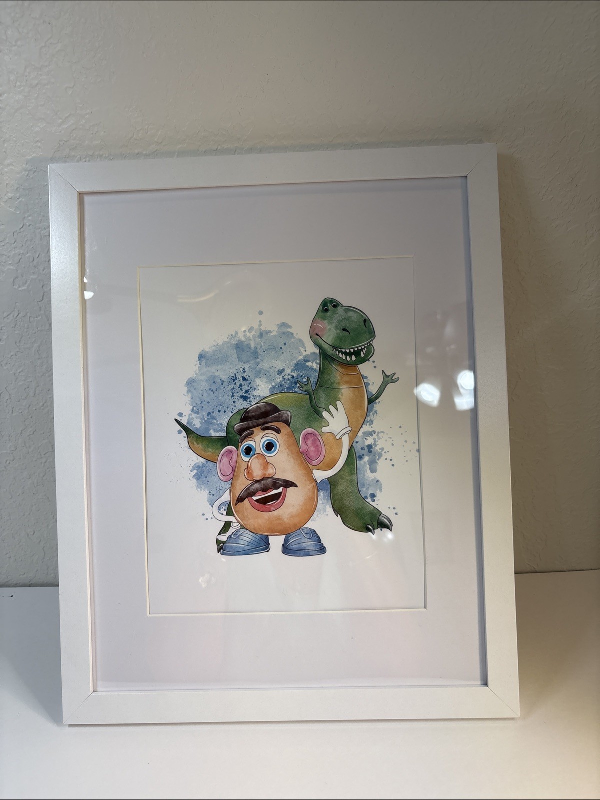 Toy Story Rex Mr Potato Head In Wood Frame Matted White 15”x12”